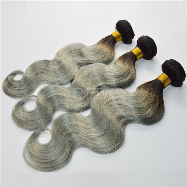 Silver 2T 3T ombre braiding hair human,raw ombre bundles hair weaves,virgin blonde silver gray hair extension HN247